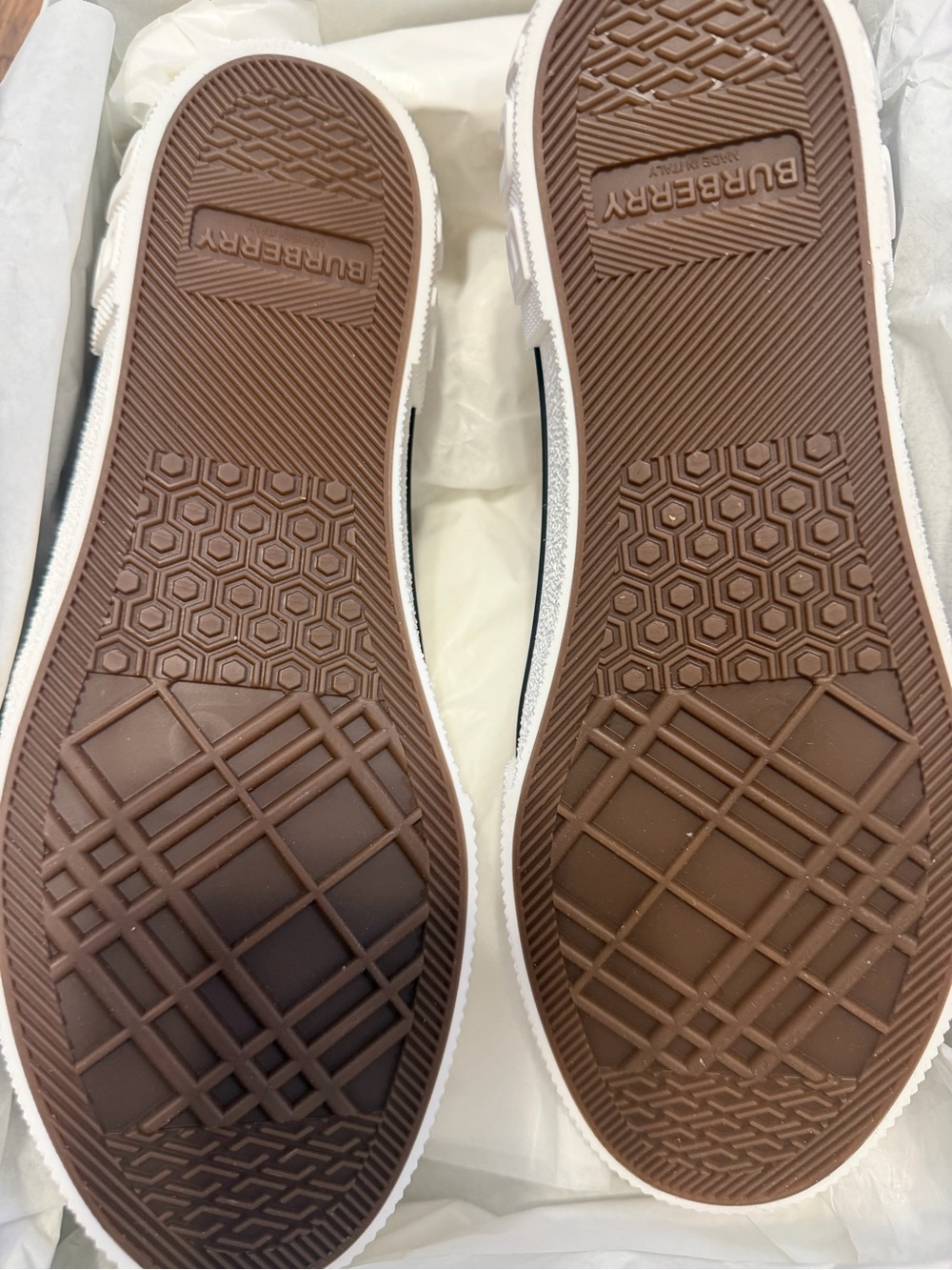 Burberry Plaid Low-Top Sneakers in Beige, Black & Red - Picture 7 of 7